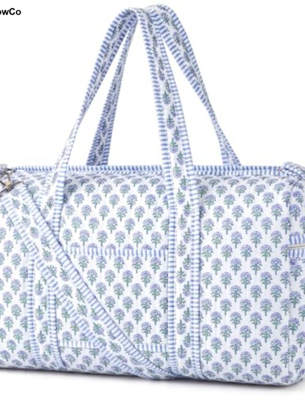 Quilted Cotton Block Print Travel Duffle Weekender Bag
